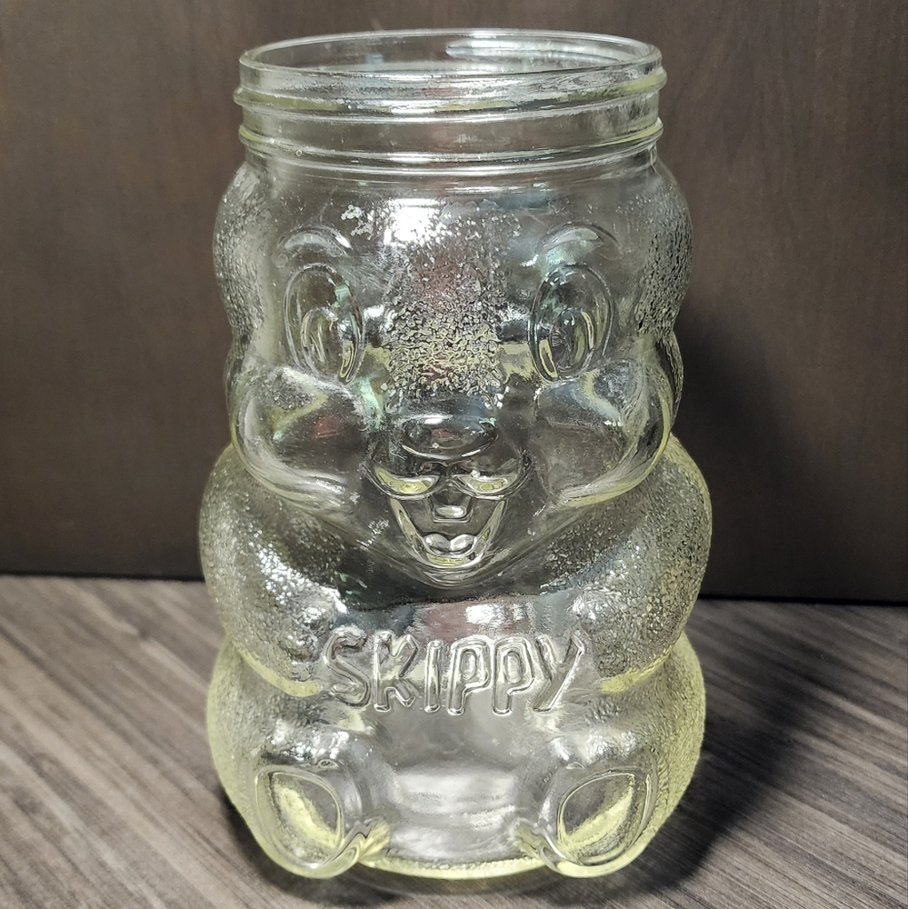 Vintage Skippy Glass Bear Jar